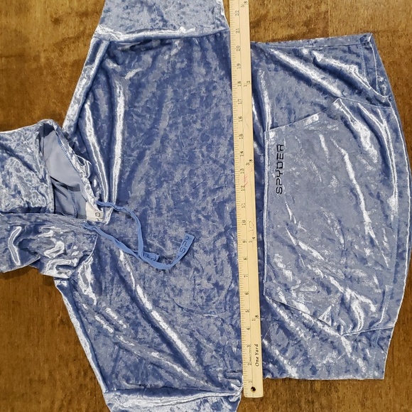 Spyder Light Blue Velour Crop Hoodie Medium - Picture 6 of 6